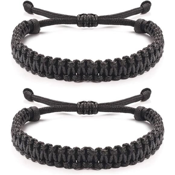 Handmade Braided Unisex Friendship Bracelets Distance Matching Bracelet 2 Pcs - Picture 1 of 7